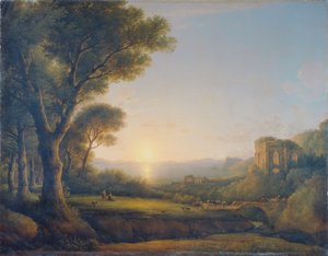 A Baía de Baiae ao pôr do sol de Lorenz Adolf Schönberger
