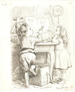 As duas crianças preparam borboletas de Lorenz Frølich