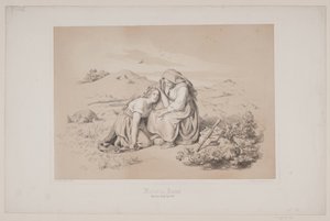 Mãe e filha, pág. 289, ilustração para "Flight of the Deer" de Christian Winther