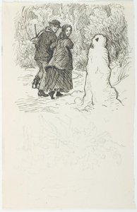 Ilustração de rascunho para o boneco de neve de Lorenz Frølich