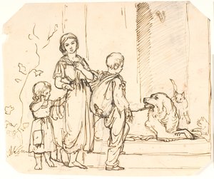 Três crianças mendigos de Lorenz Frølich