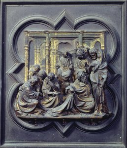 Christ Amongst the Doctors, quarto painel das Portas do Norte do Batistério de San Giovanni, 1403-24 (bronze)