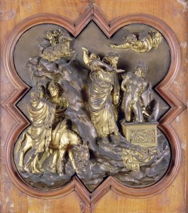 O Sacrifício de Isaac, alívio da competição de bronze para as portas do Batistério, Florença, 1401 (bronze)