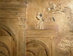A História de Jacob e Esaú, detalhe do painel original das Portas Orientais do Baptistério de Lorenzo Ghiberti