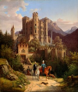 O príncipe herdeiro Maximilian cavalgando em Hohenschwangau