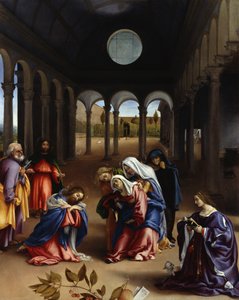 A despedida de Cristo da sua mãe de Lorenzo Lotto