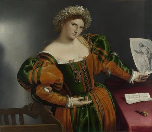 Retrato de uma mulher (Lucretia). Por volta de 1530-32 de Lorenzo Lotto