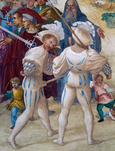Martírio de Santa Bárbara, detalhe das Histórias de Santa Bárbara de Lorenzo Lotto