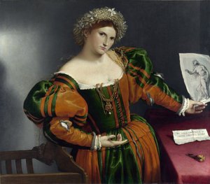 Retrato de um veneziano como Lucrezia de Lorenzo Lotto