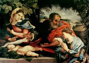 A Sagrada Família com Santa Catarina de Alexandria, 1533 de Lorenzo Lotto