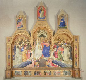 Coroação da Virgem, 1414 (têmpera sobre madeira, fundo dourado) de Lorenzo Monaco