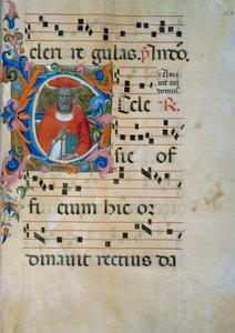 Inicial iluminada com a figura de San Girolamo (Corale 5, c. 138), para o livro coral 5 de Santa Maria degli Angeli de Lorenzo Monaco