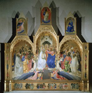 A coroação da Virgem - Tempera na madeira de Lorenzo Monaco