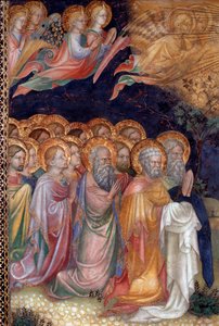 O batismo de Jesus por São João Batista batizando Jesus Detalhe Fresco de Lorenzo de Lorenzo Salimbeni