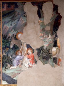O encontro entre Maria e Jesus com São João Batista quando criança, detalhe (Fresco de Lorenzo Salimbeni