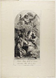 Santa Ana e São Joaquim oferecendo a Virgem Maria como uma criança ao Pai Eterno de Lorenzo Tiepolo