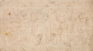 Projeto para um Antependium: A Madonna della Misericordia com São João Batista..., ca.1370. de Lorenzo Veneziano.