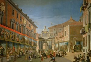 O Arco do Triunfo de Santa Maria na Rua Principal de Madrid (óleo sobre tela) de Lorenzo de Quiros