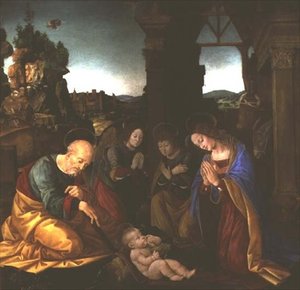 Madonna adorando a Criança Cristo de Lorenzo di Credi