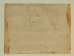 Retrato de um rapaz de cabelo encaracolado, três quartos para a esquerda ... de Lorenzo di Credi