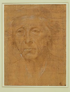 Retrato de um homem idoso, de rosto inteiro, com boné ... de Lorenzo di Credi