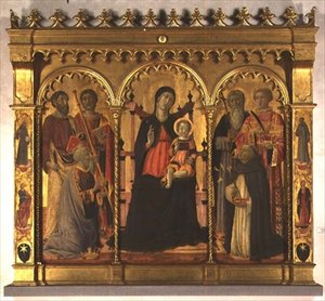 Madonna e Criança Entronizada com Santos (tríptico)