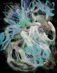 Fundo escuro com padrão abstrato «Moody Blue» de Lori Ann Folz