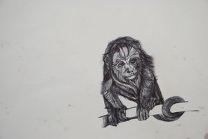 Monkey Business, 2016, (bic biro no papel) de Lou Gibbs