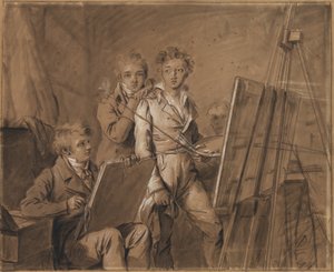 Três jovens artistas em um estúdio de Louis Leopold Boilly