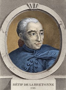 Retrato de Restif de La Bretonne (1734-1806) - por Binet, gravura
