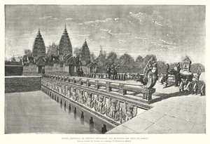 Entrada oriental do templo Khmer de Preah Khan, Angkor, Camboja (gravura) de Louis (after) Delaporte