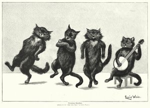 Gatos dançando (lito) de Louis (after) Wain