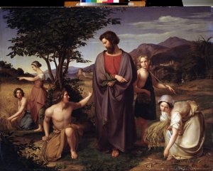 "Ruth trabalhando no campo de Boaz" (Ruth e Boaz) Pintura de Louis Ammy Blanc (1810-1885) Museu Pushkin do século XIX, Moscovo de Louis Ammy Blanc