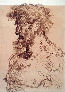Busto de um Homem (Auto-retrato), c.1905 (caneta e tinta sobre papel) de Louis Anquetin