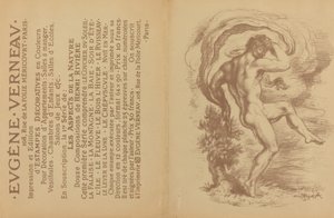 Nus dançantes e propaganda para as gravuras decorativas de Eugène Verneau [verso], 1897.