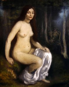 Jovem mulher sentada numa floresta de Louis Anquetin