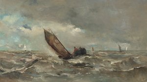Holandês: Barco na tempestade de Louis Artan