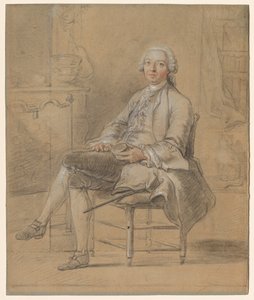 Homem sentado segurando uma caixa de rapé, c. 1750-1760. de Louis Aubert
