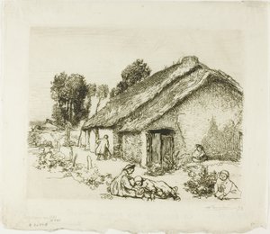 Casa de campo com cinco crianças de Louis Auguste Lepère