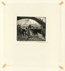 Eclusa do Canal Saint-Martin, placa seis de Le Long de la Seine et des Boulevards de Louis Auguste Lepère