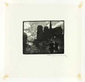 Notre-Dame, à noite, chapa oito de Le Long de la Seine et des Boulevards de Louis Auguste Lepère