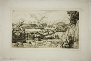 O Sena na foz do Canal Saint-Martin de Louis Auguste Lepère