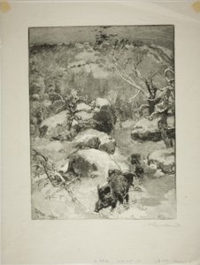 inverno: Falésia de Cuvier-Châtillon de Louis Auguste Lepère