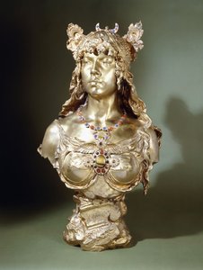 Salammbo (conjunto de gemas, busto de bronze dourado) de Louis Auguste Moreau