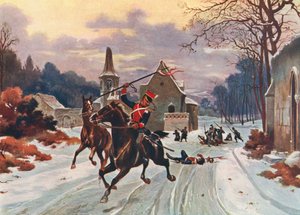 Uma emboscada na Guerra Franco-Prussiana (litografia a cores) de Louis Baader