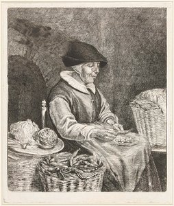 Coclers, L B, Mulher idosa a molhar feijões (1780, Rijksmuseum de Amesterdão) de Louis Bernard Coclers