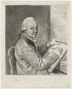 Retrato do artista Johannes Janson, desenhando de Louis Bernard Coclers