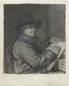 Retrato do artista Johannes Janson, desenhando de Louis Bernard Coclers