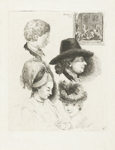 Folha de estudo com retratos de Louis Bernard Coclers e sua família de Louis Bernard Coclers