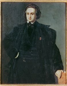 O poeta Victor Hugo em jovem ... (pintura sobre tela) de Louis Boulanger